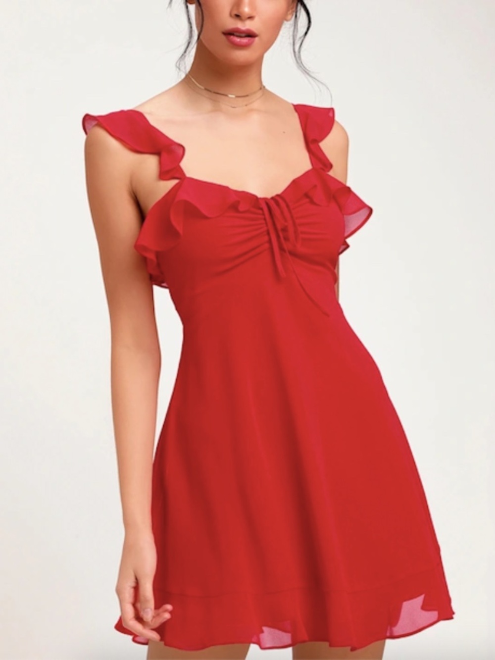 Lulus At the Fairgrounds Red Ruffled Mini Dress